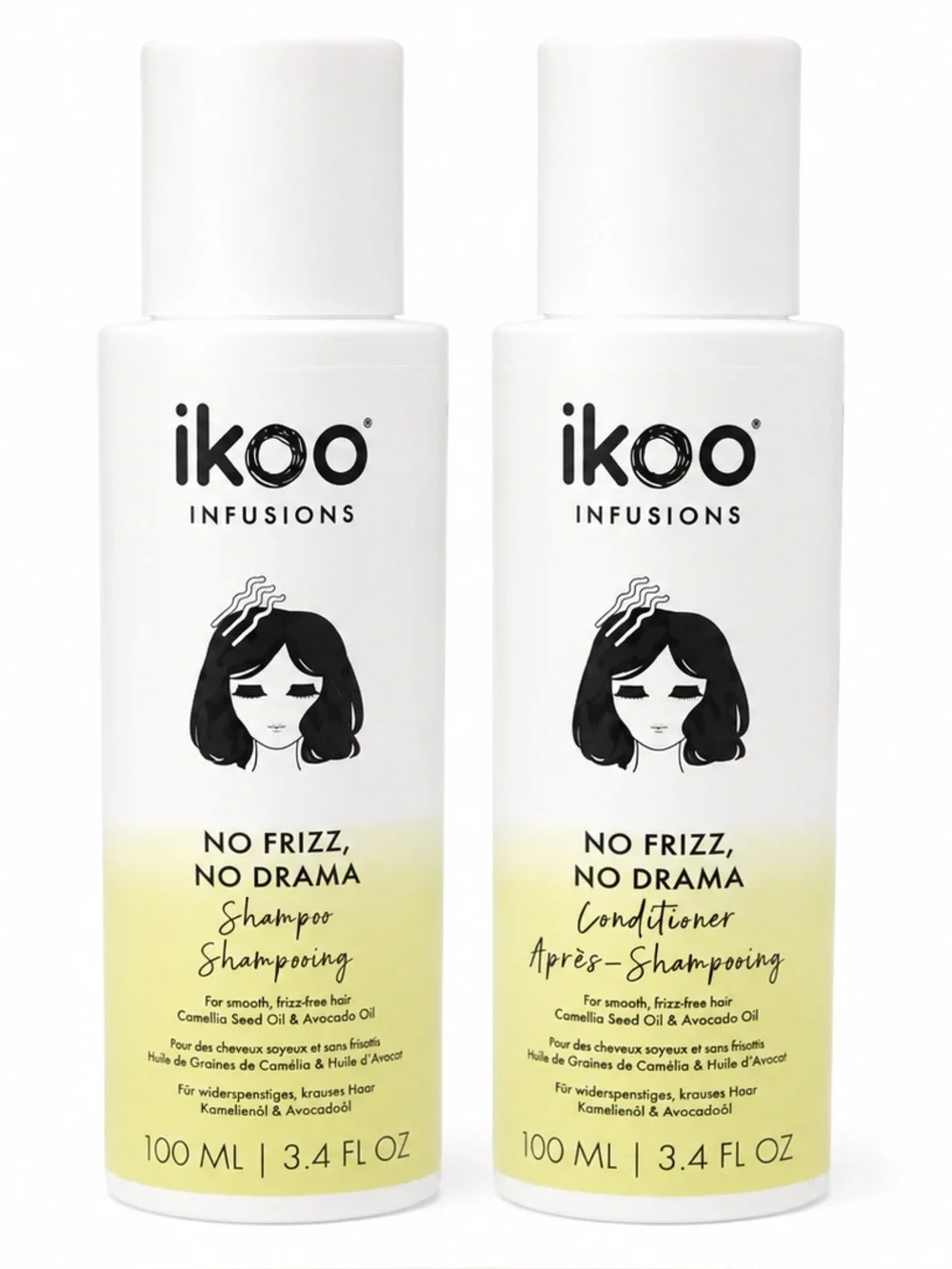 ikoo Infusions No Frizz No Drama Shampoo & Conditioner Set Travel 100mL